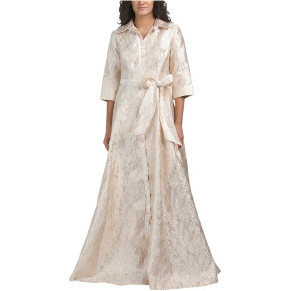 RENE BY RENE RUIZ Dresses & Skirts - RENE BY RENE RUIZ Long Sleeve Tea-length Jacquard Shirt Gown